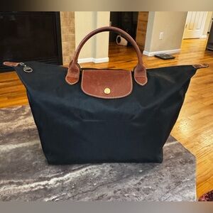 Longchamp Black and Brown Tote Bag